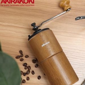 AKIRAKOKI Manual Coffee Wooden Grinder Cast Iron Burr